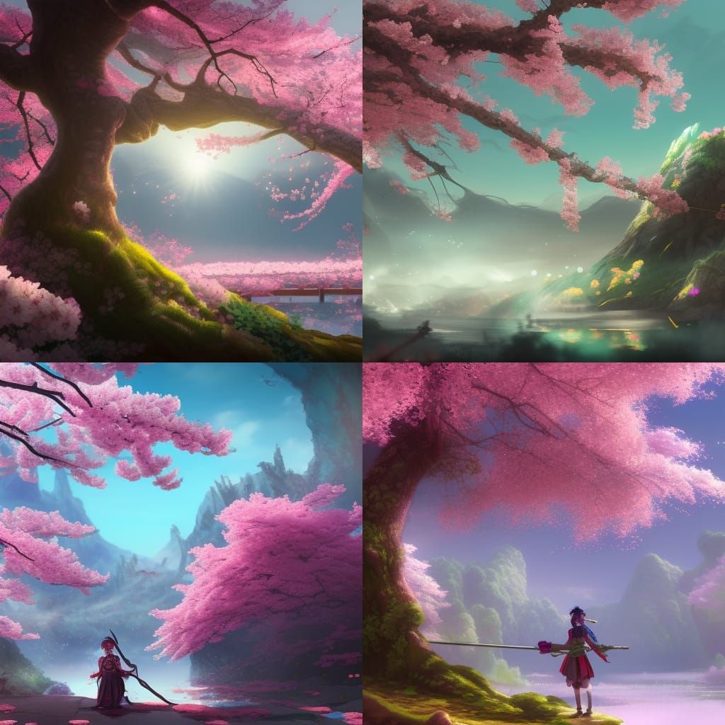 Kanao Tsuyuri in a Cherry Blossom Scene