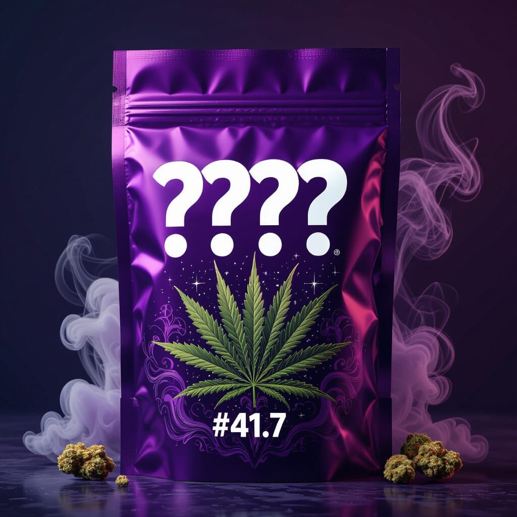 Purple Cannabis Bag Design with Cloud Letters