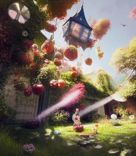 Lush Indoor Fruit Garden in Volumetric Lighting