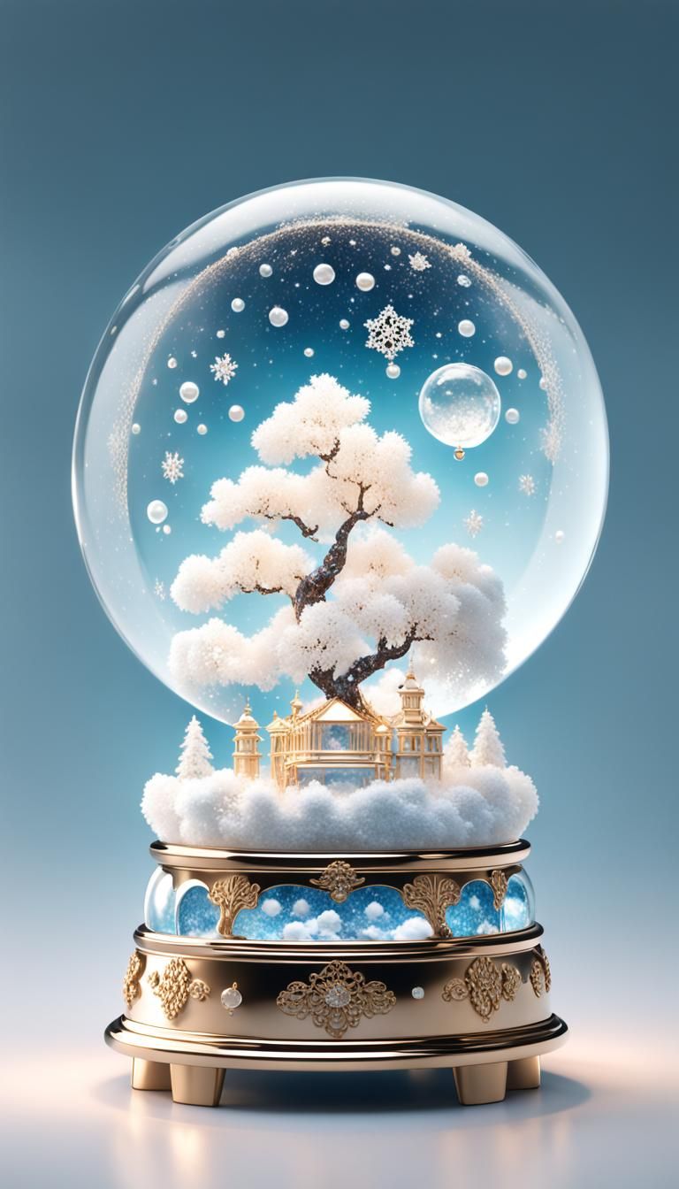 Lace and Clouds Snow Globe in 3D Render