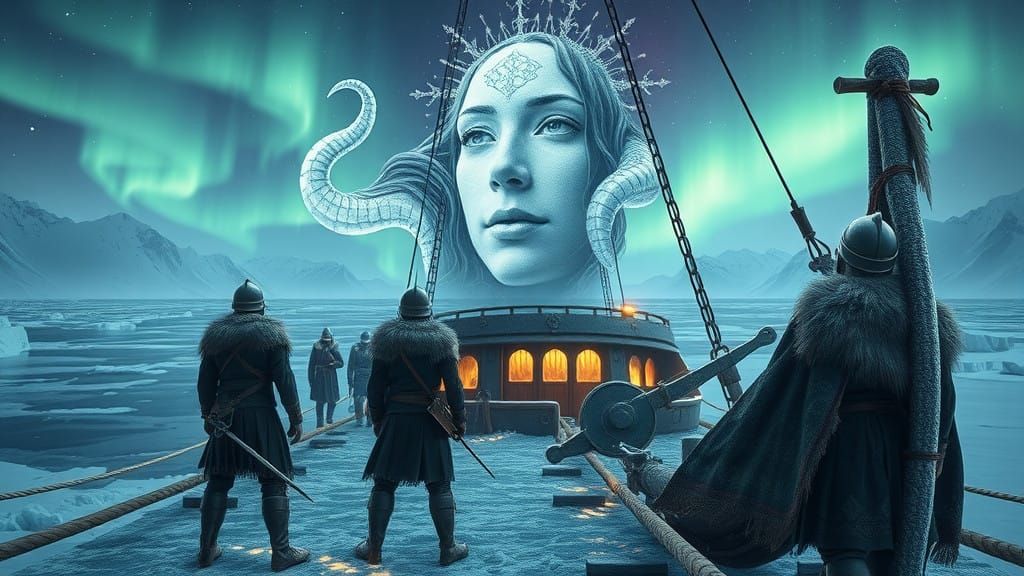 Viking Warriors Stand at the Threshold of the Frozen Realm