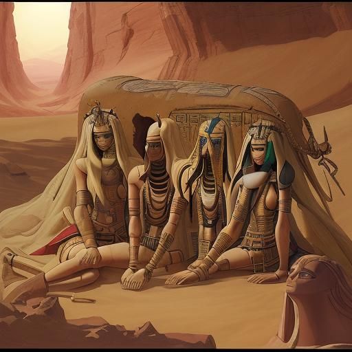 Egyptian Mummy in Desert Tomb, Anime Style