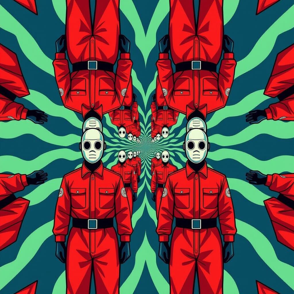 Squid Game Guards in a Kaleidoscopic Pop Art