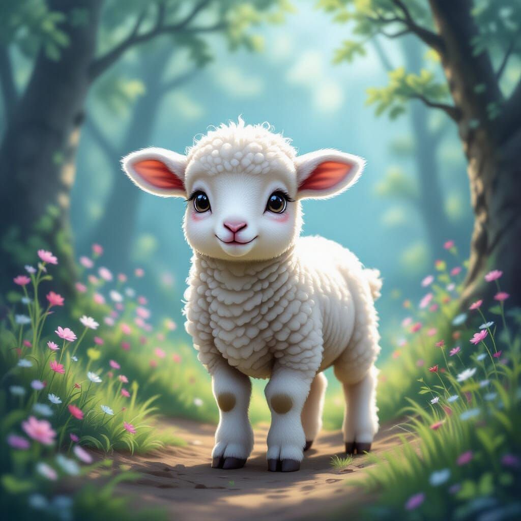 Lamb in Ethereal Fantasy Forest