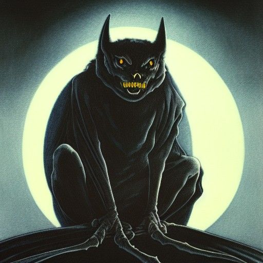 Scary Bat Creature Art Nouveau Style