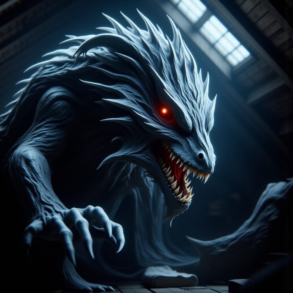 Dark Fantasy Creature in Gritty, Hyper-Detailed Style