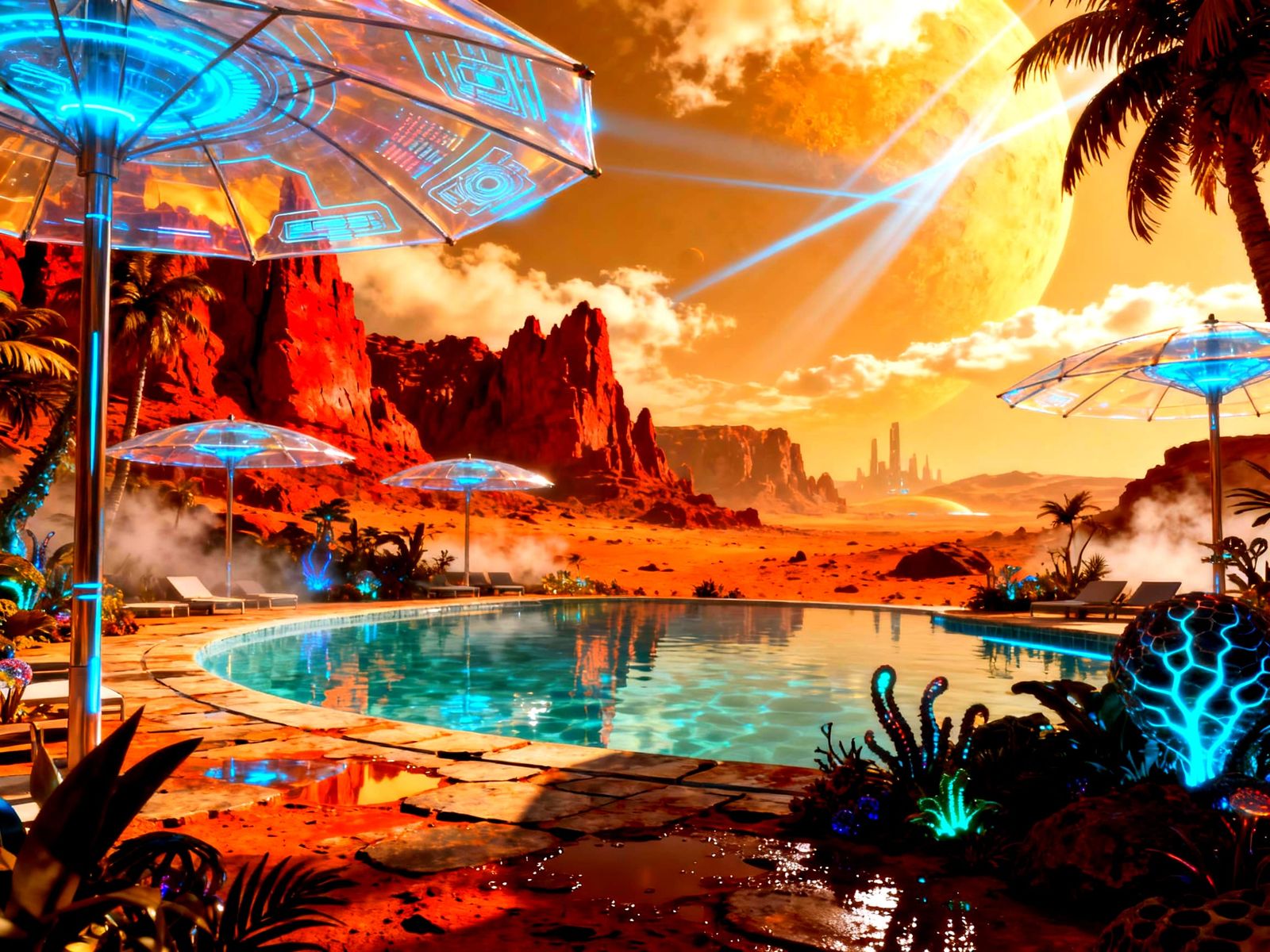 Futuristic Martian Resort Oasis in Unreal Engine 5