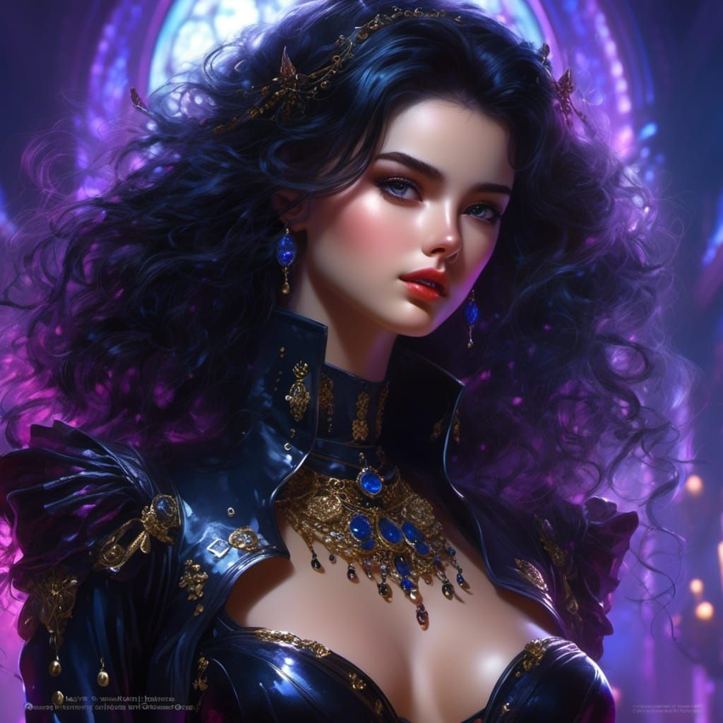 Gothic Cheerleader in Latex: Hyperreal Fantasy Art