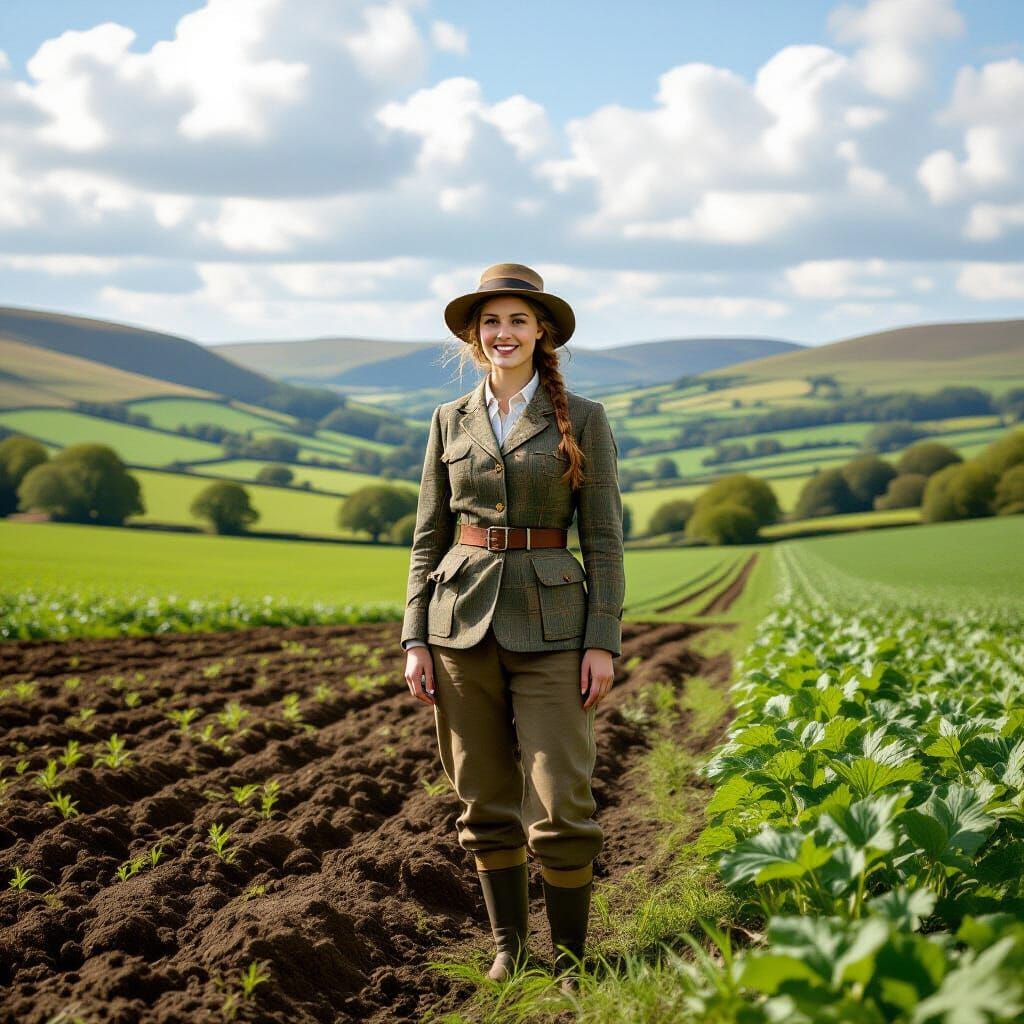 Land Girl in Yorkshire, Rustic Realism Style