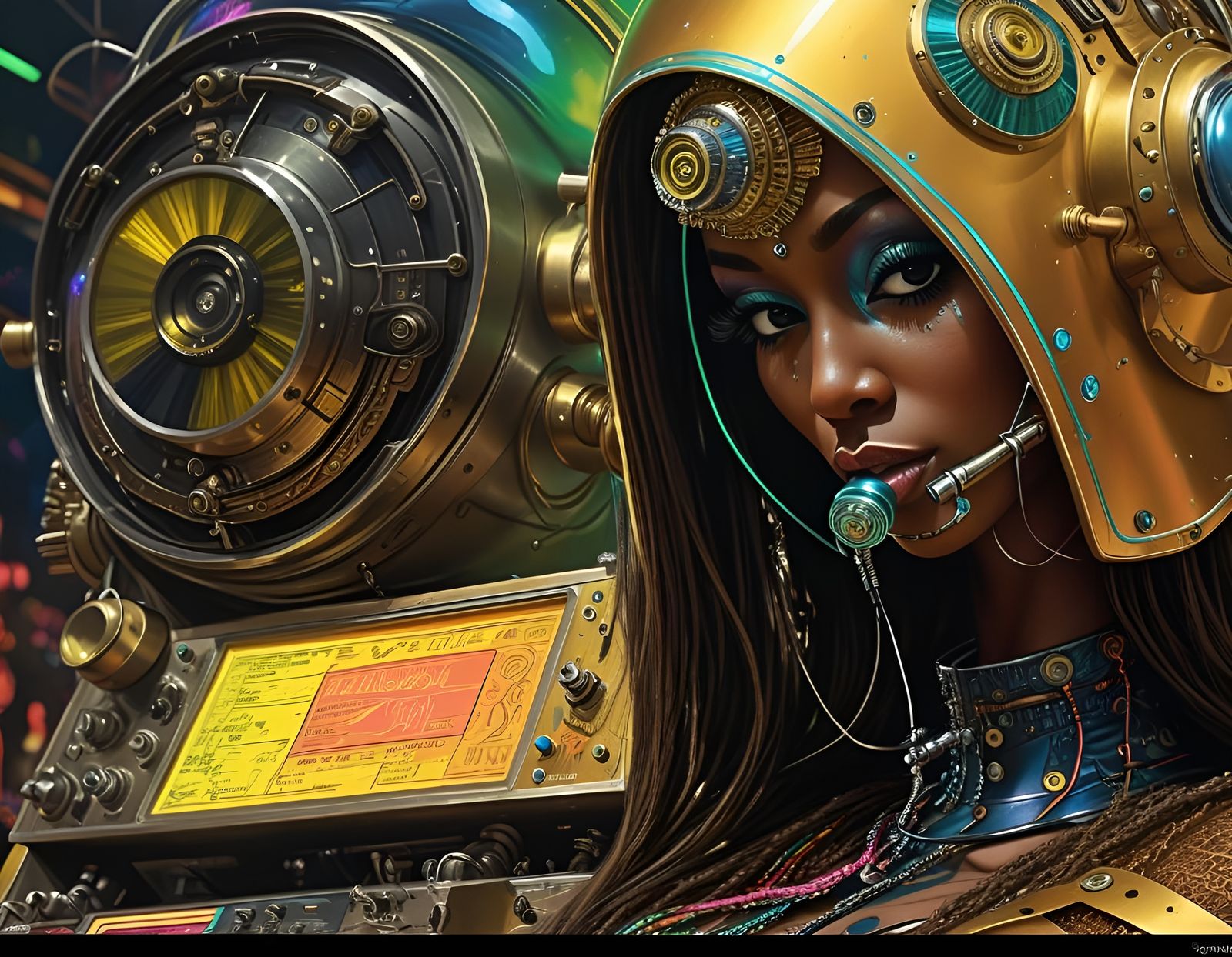 Steampunk Cybernetic Disco Dancer in Hyperdetail