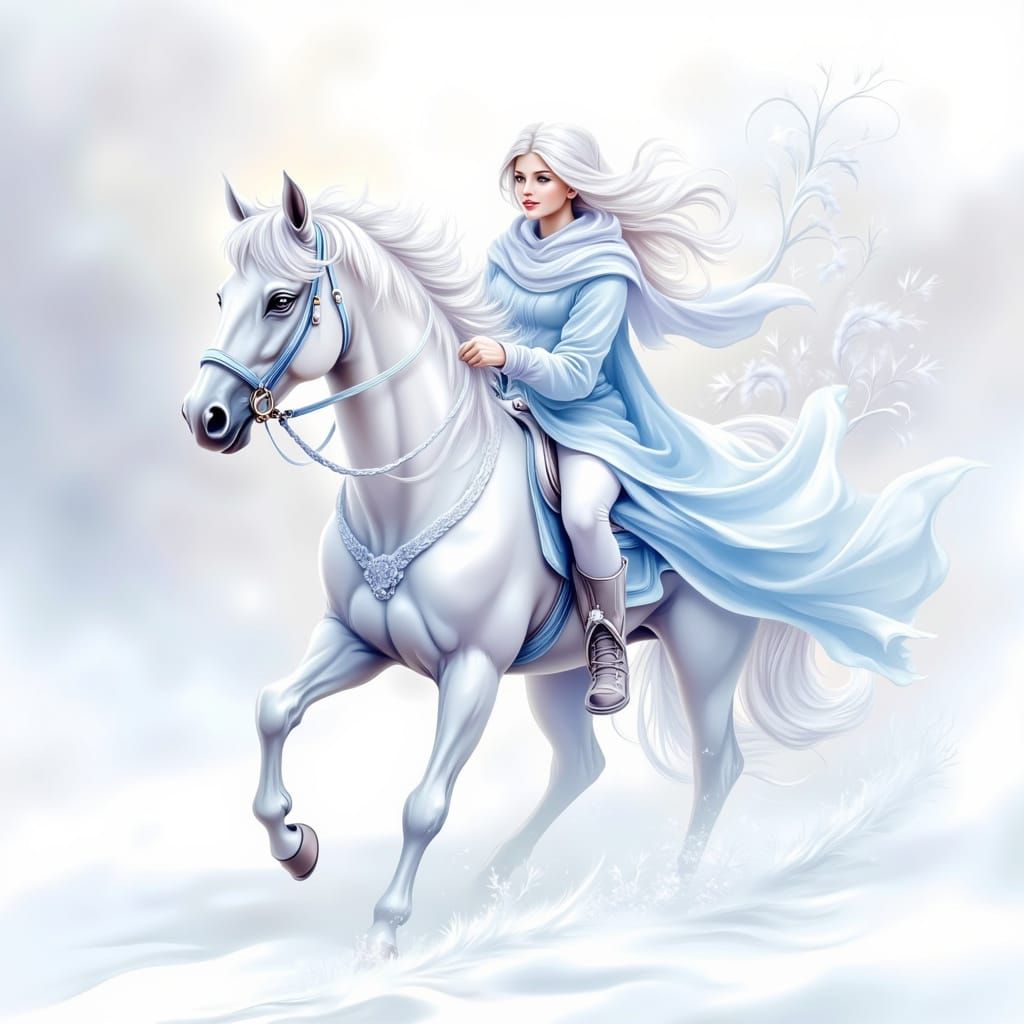 Elegant Woman in Soft Winter Landscape