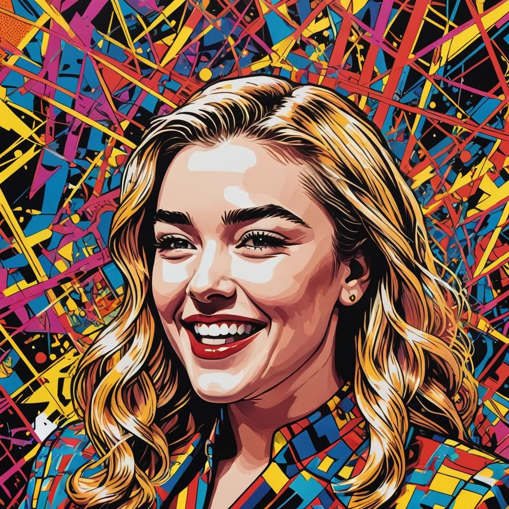 Florence Pugh as Bond Villain in Pop Art