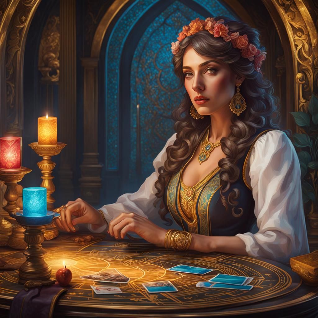 Tarot Reader Portrait with Rider-Waite Cards