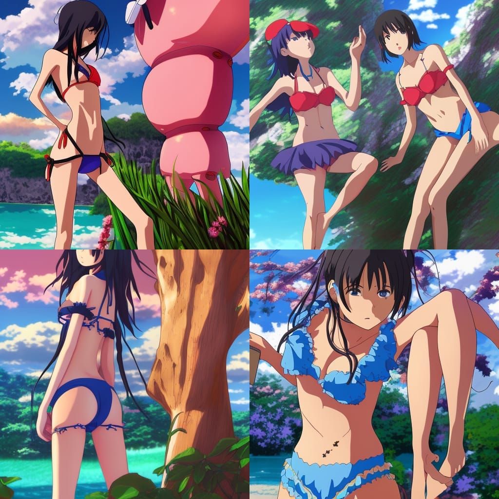 Anime Girl in Bikini, Studio Ghibli Style