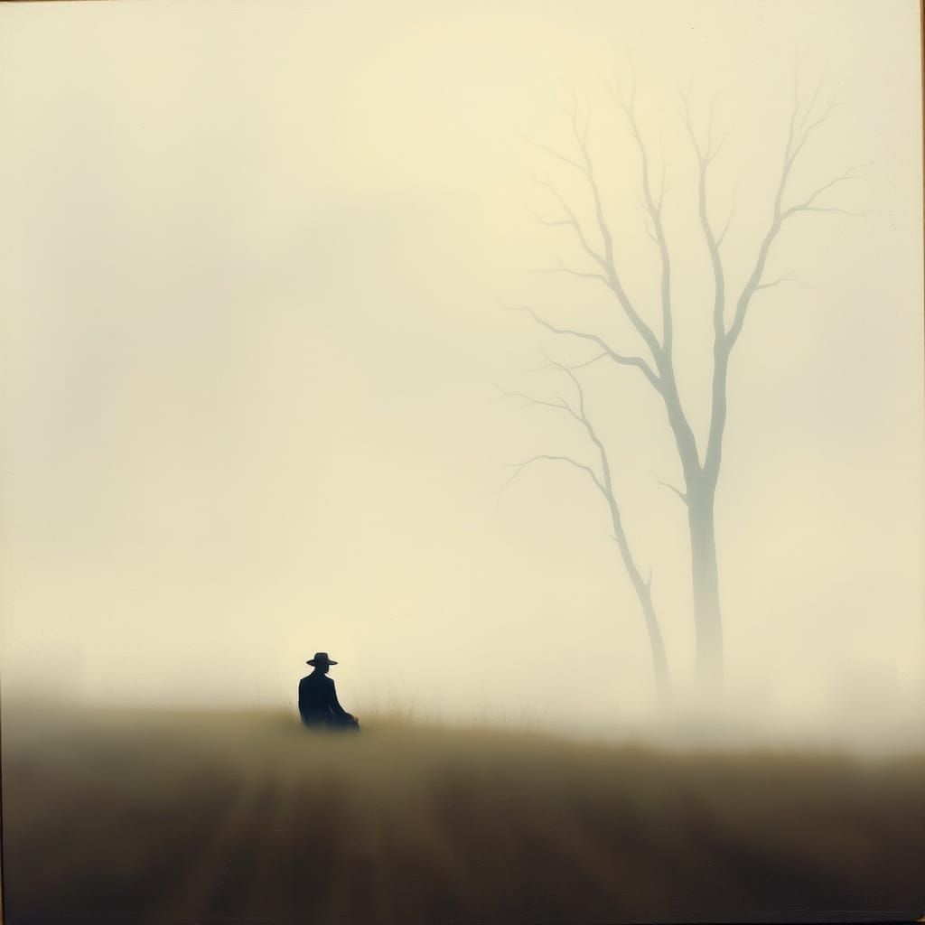 Ethereal Figure in Dreamy Landscape as Impressionist Art