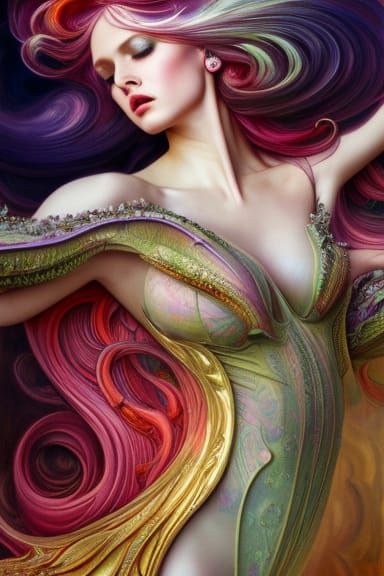 Intricate Calla Lily in Rococo Art Nouveau Style