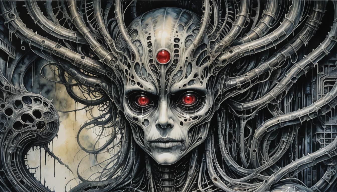 Watercolor Poltergeist with Ruby Eye, Hyperdetailed