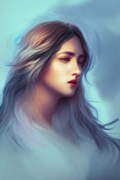 Moon Goddess Portrait by Rutkowski, Artgerm, and Mucha