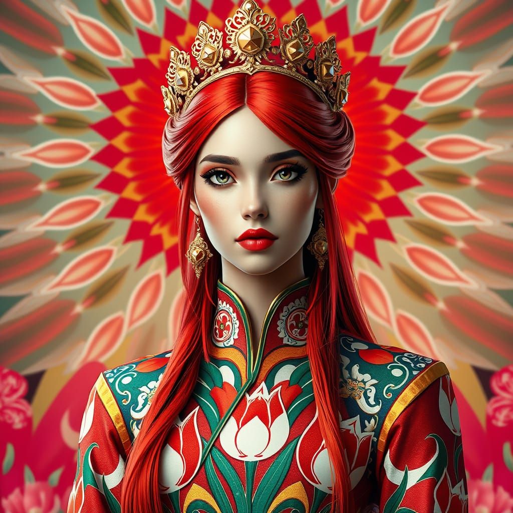 Majestic Arshtat, Iranian Morality Goddess in Vibrant Hyper-...