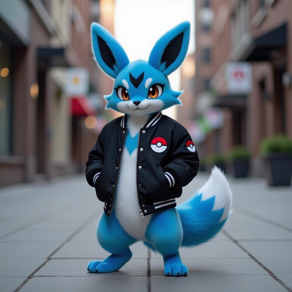 Hyperrealistic Pokémon in Varsity Jacket