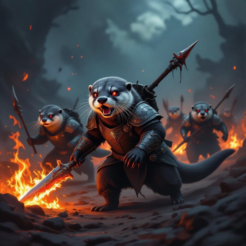 Demonic Otter Army Rampages Through Hellish Landscape