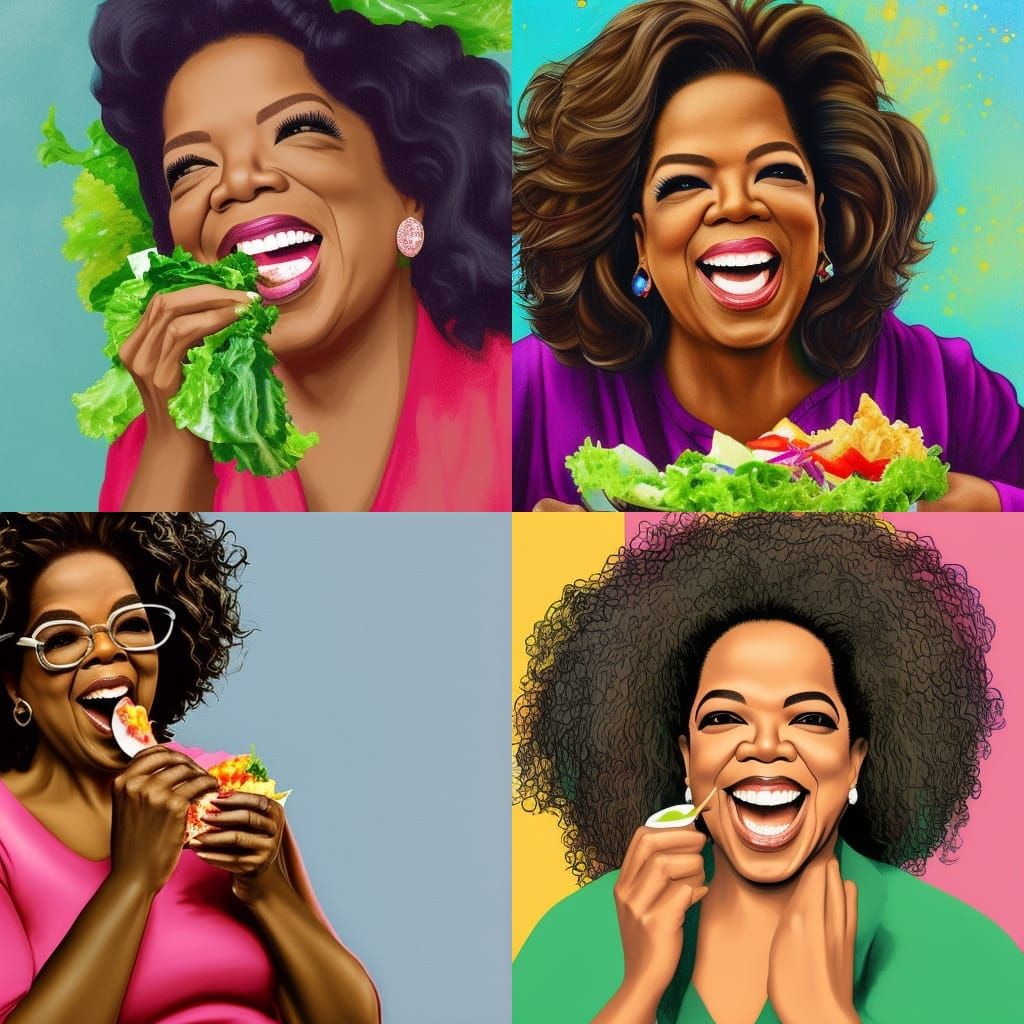 Oprah Winfrey Laughing: Hyperrealistic Splash Art Portrait