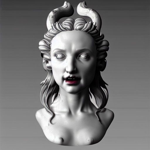 Photorealistic Marble Bust of a Succubus