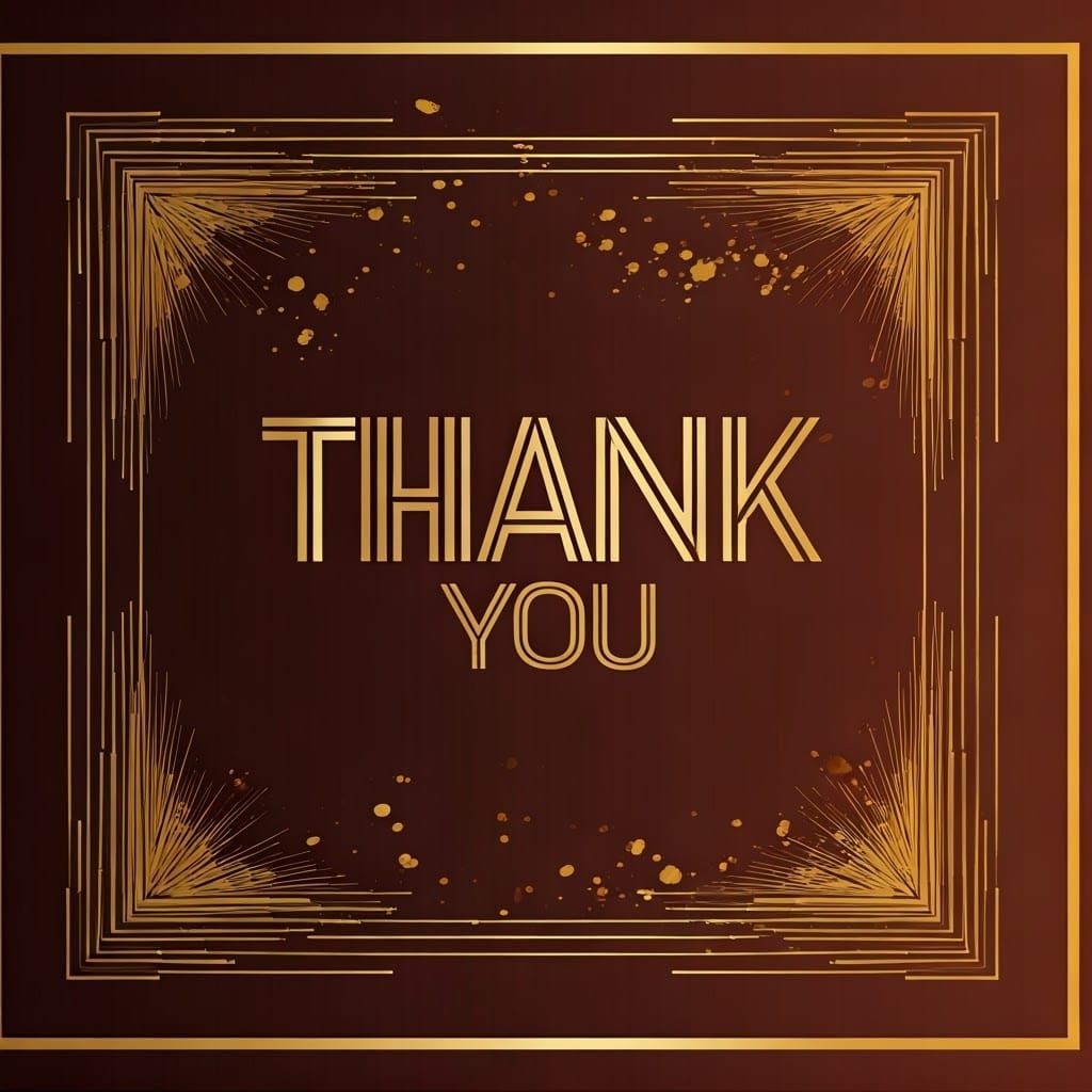 Gold Script on Art Deco Border with Bronze Background