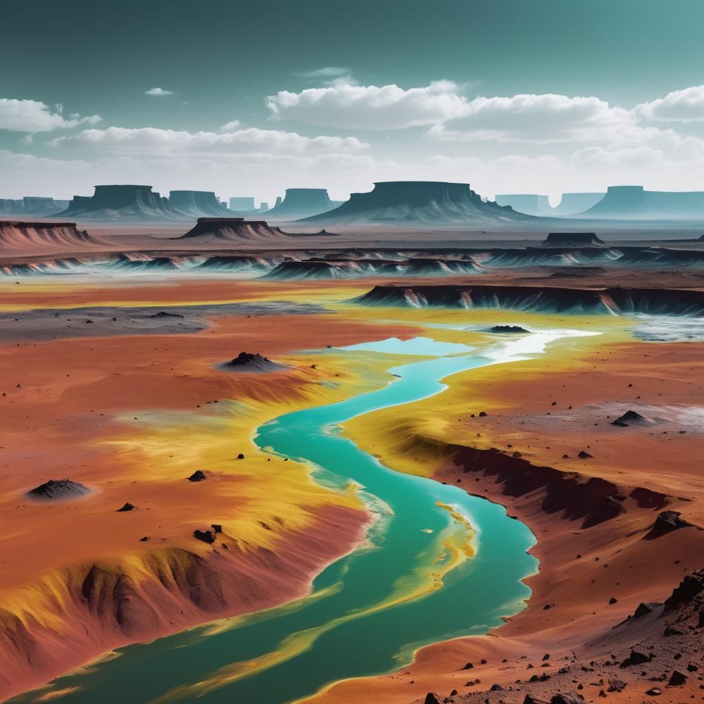 Dystopian Acid Dye Landscape on Mars