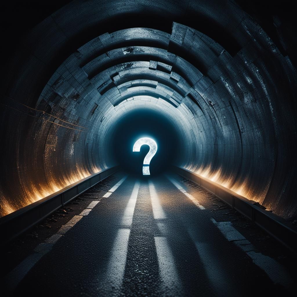 Dramatic Question Mark in Tunnel of Light