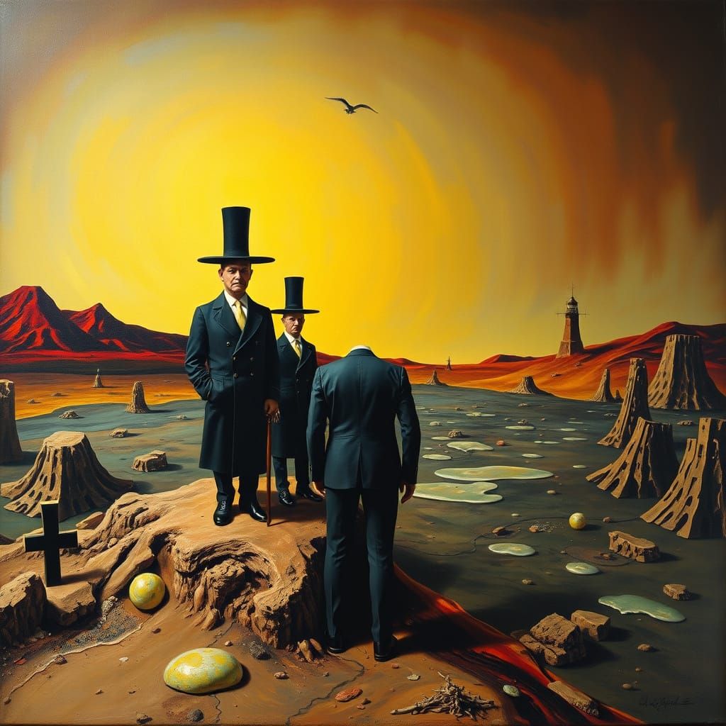 Surrealist Landscape of Moral Erosion