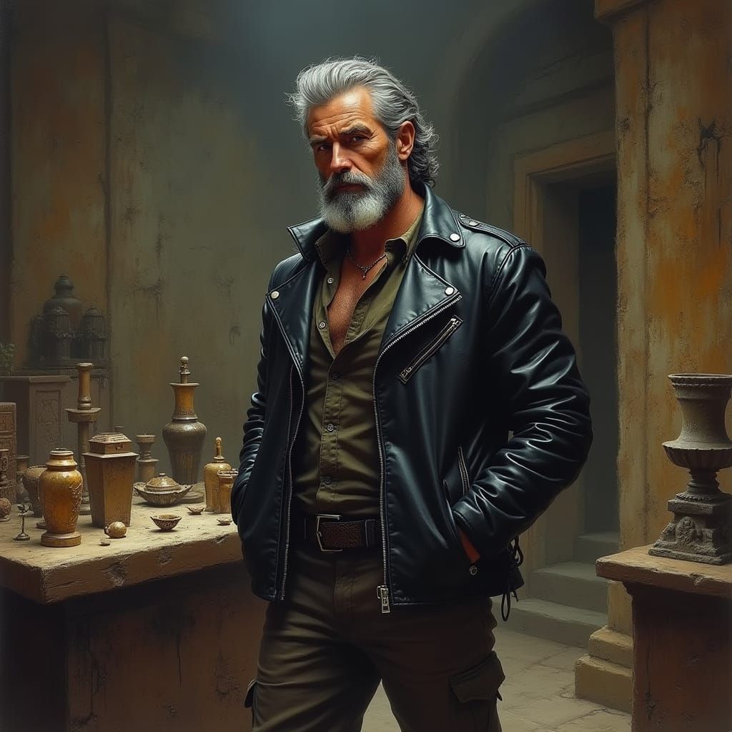 Muscular Archeologist Professor in Heroic Fantasy Style