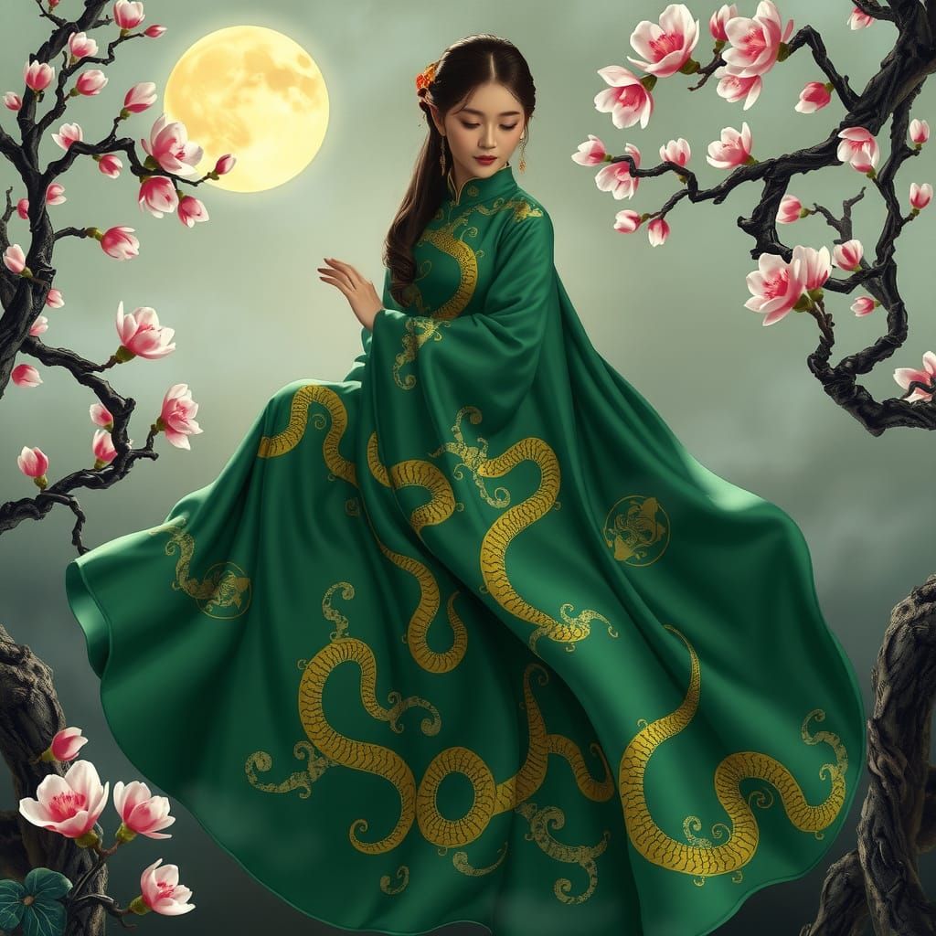 Chinese woman pays homage to the Year of the snake in her dr...