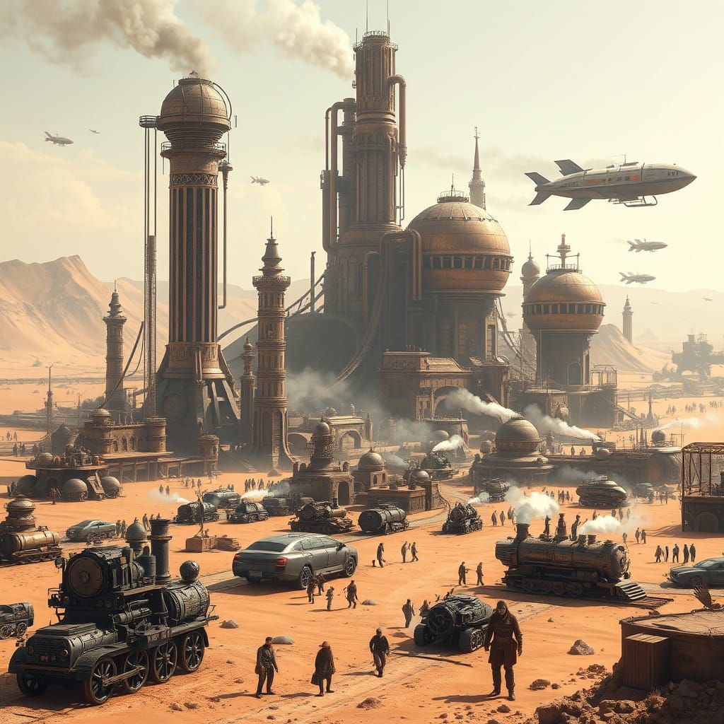 Futuristic Mining Colony in a Distant Desert Landscape