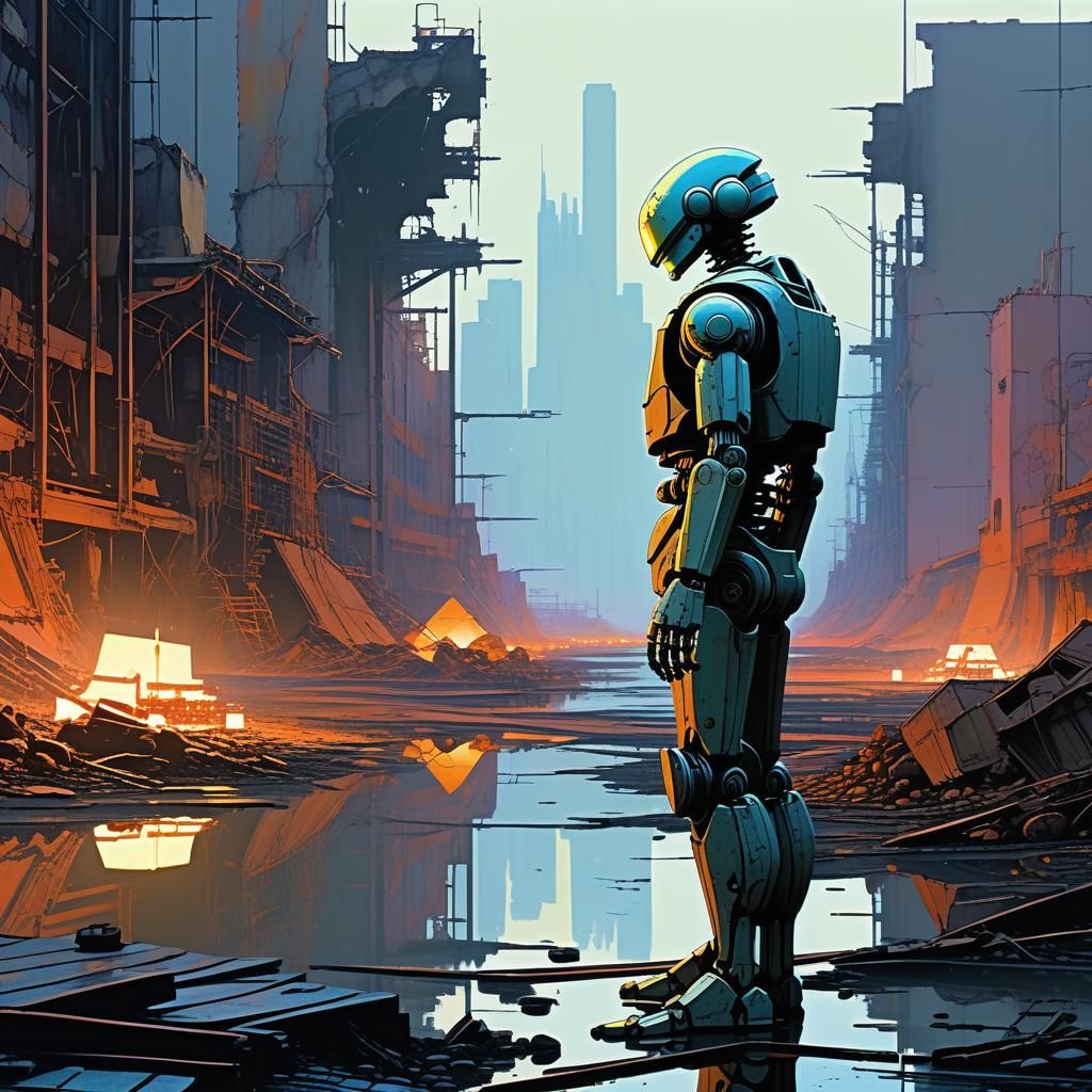 Hypermodern Industrial Dreamscape in Warm, Muted Colors