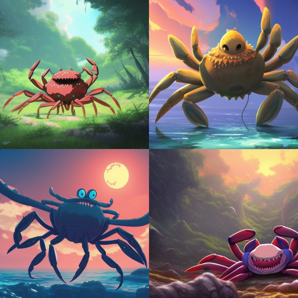 Fantasy Crab Monster in Anime Style
