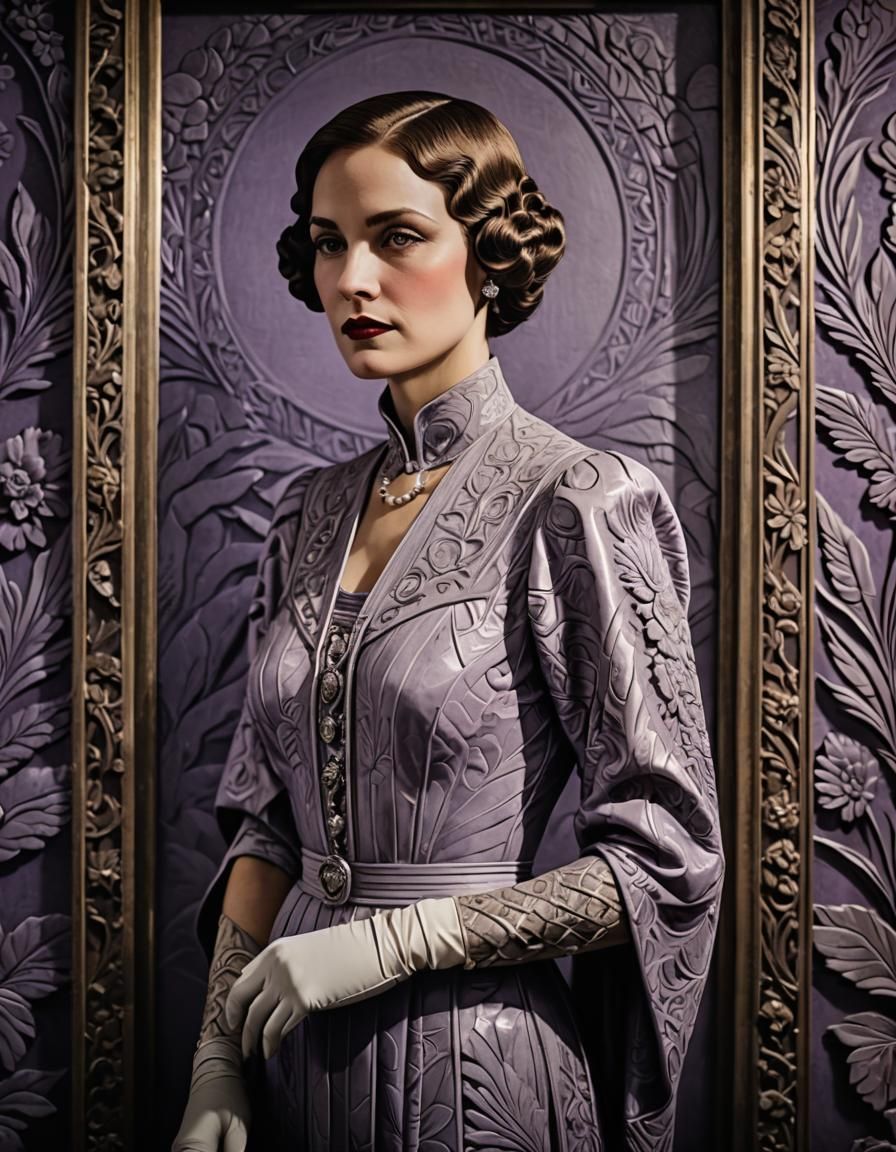 Elegant Art Deco Portrait of Aristocratic Woman