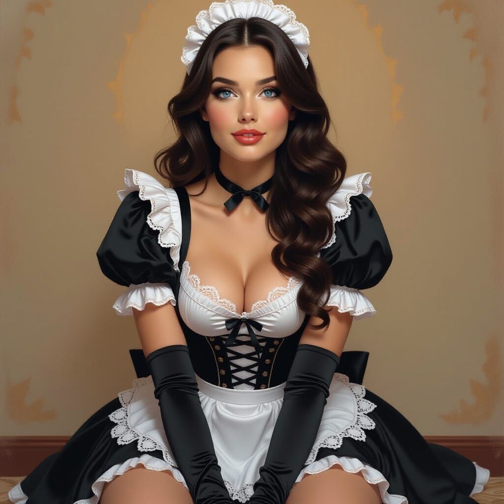 Romantic Portrait of Woman in French Maid Outfit