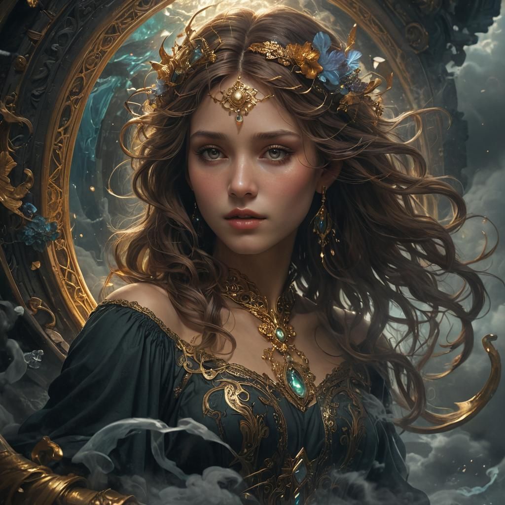 Mysterious Chamber of Curiosity in Vibrant, Dreamlike Dark F...