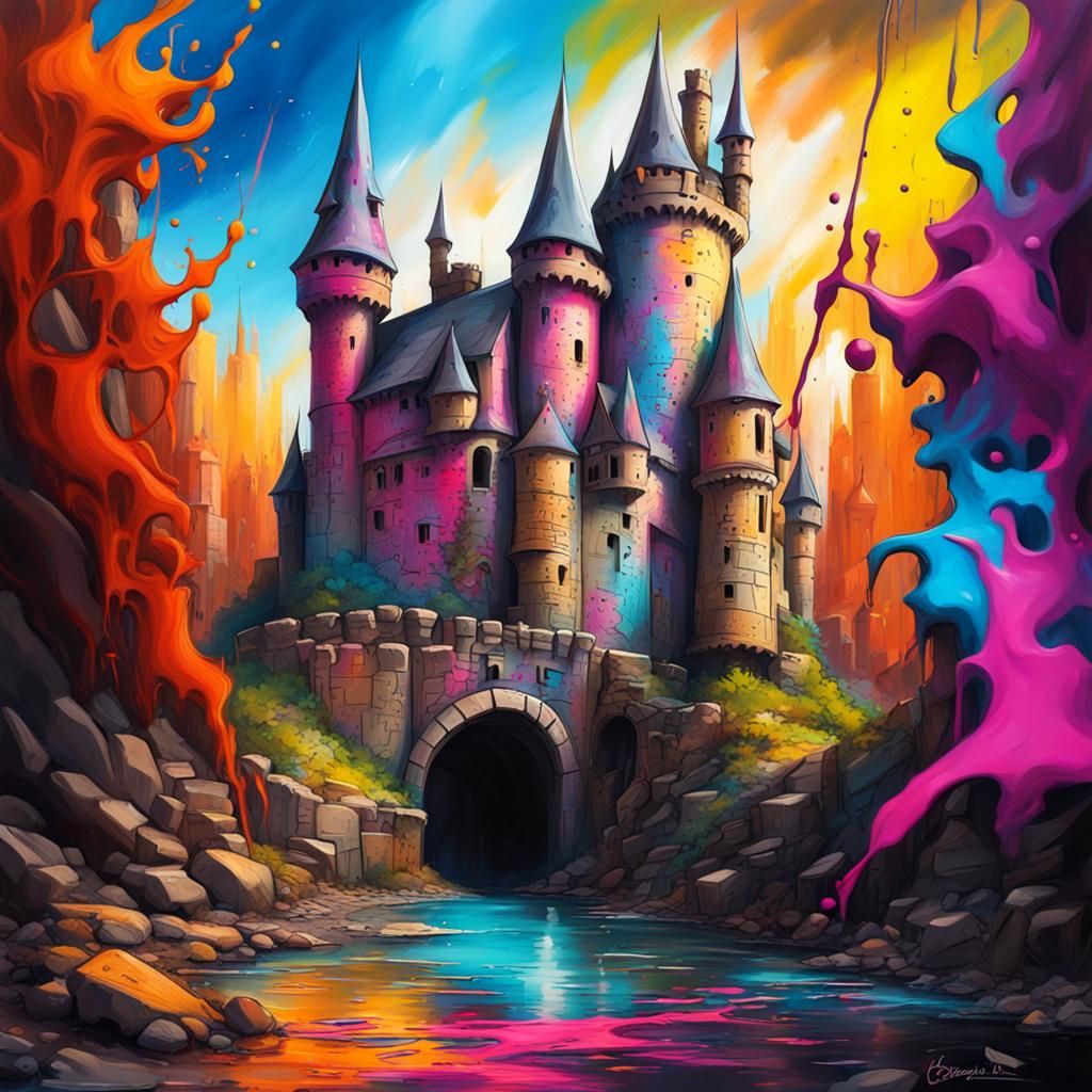 Hogwarts Castle Graffiti Art in Ultra Quality