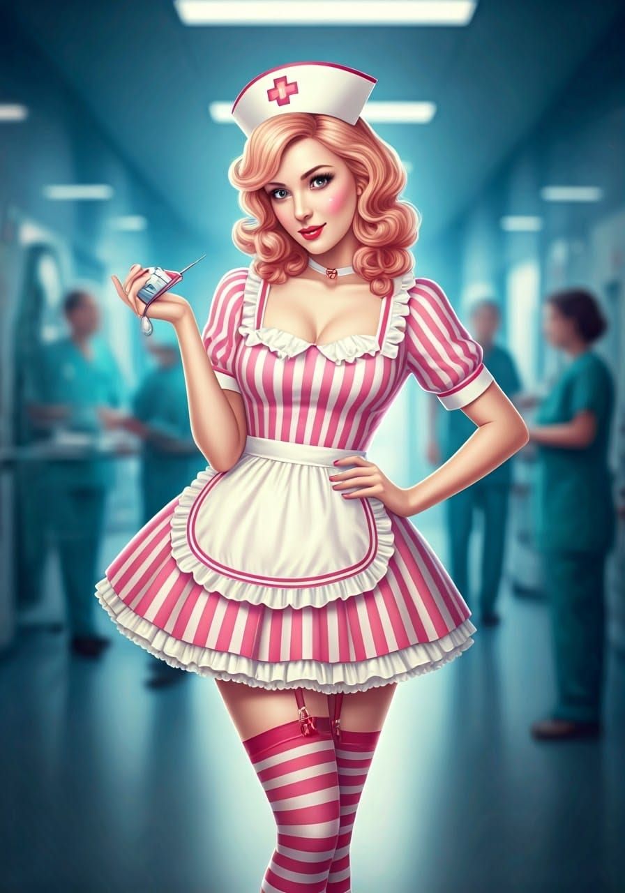 Kawaii Anime Waifu as Vintage Candy Striper