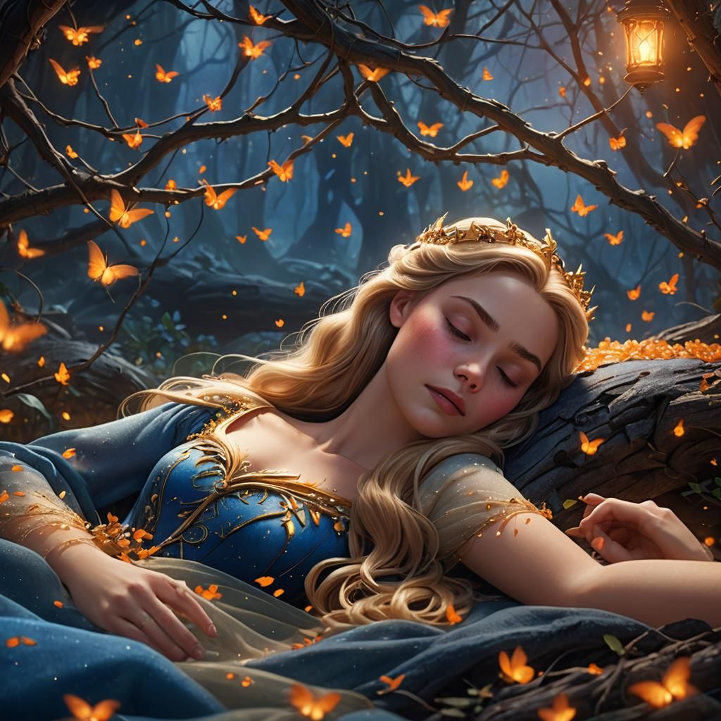Sleeping Beauty in High Fantasy Digital Painting