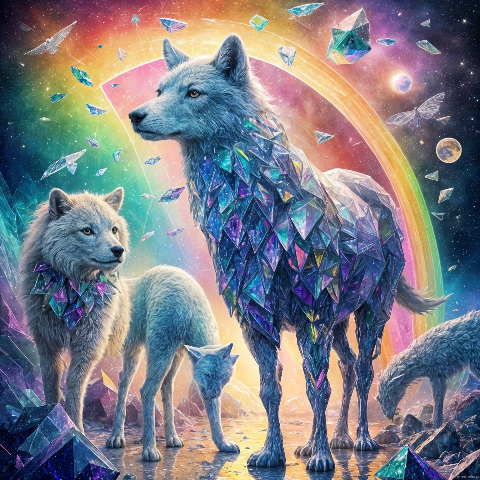 Prismatic Glass Animals in Dreamscape Forest