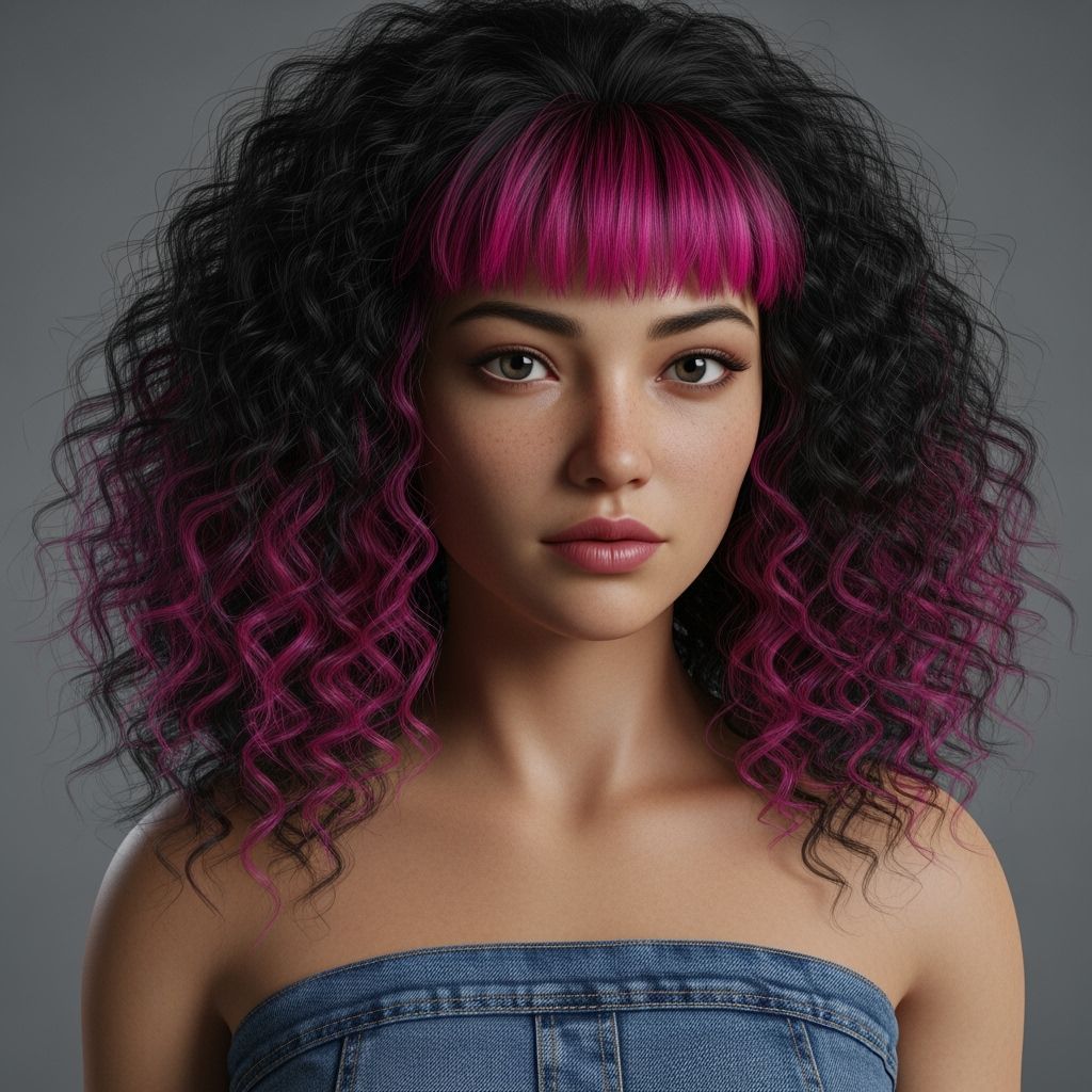 Realistic Chinese-American Girl in Denim Tube Top