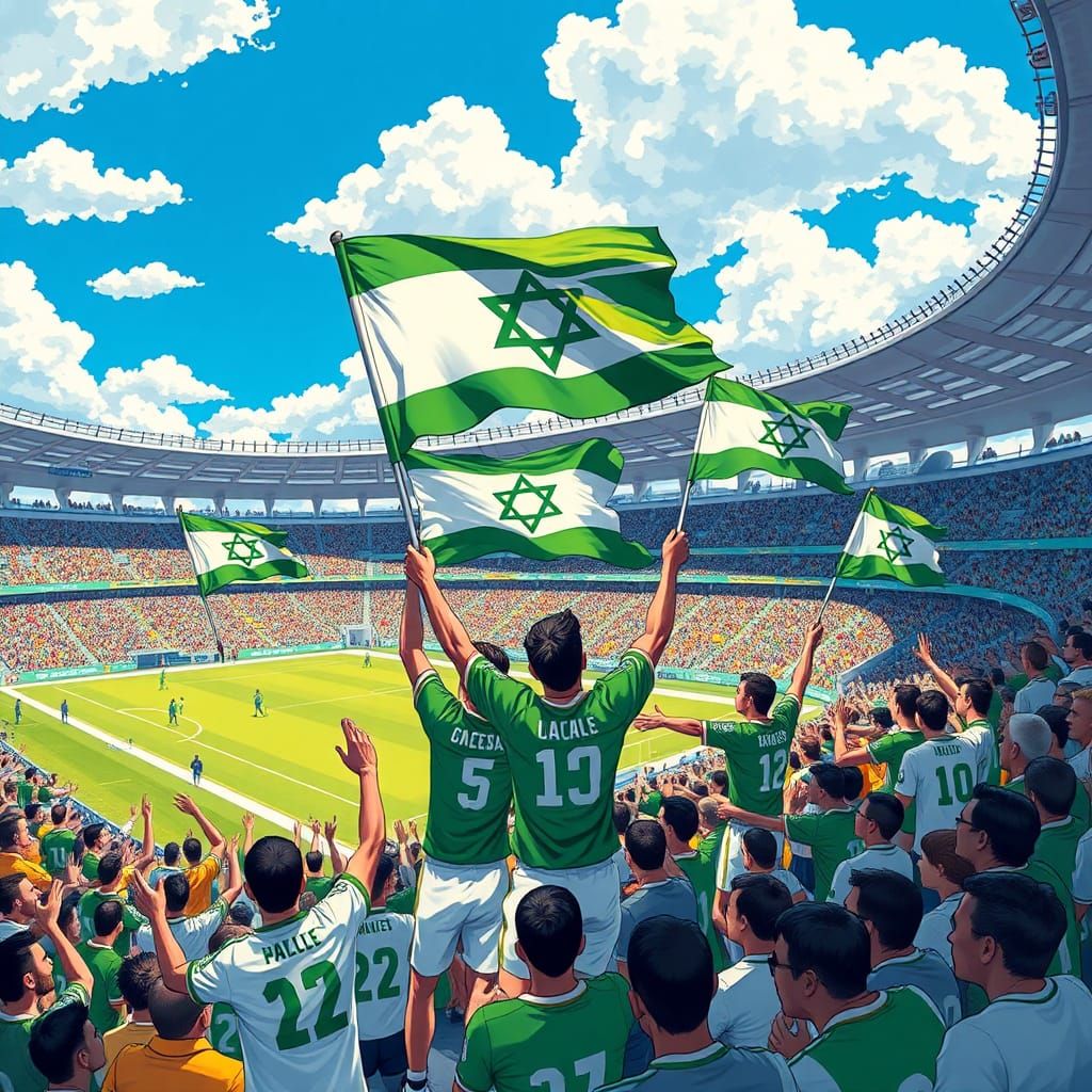 Soccer Stadium Celebration in Vibrant Illustration Style