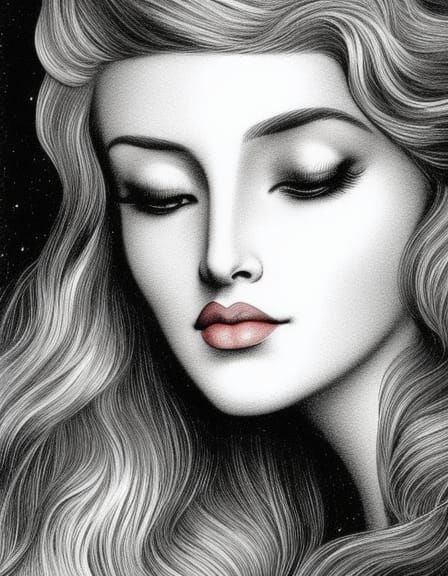 Striking Woman Portrait in Fairy Tale Illustration Style