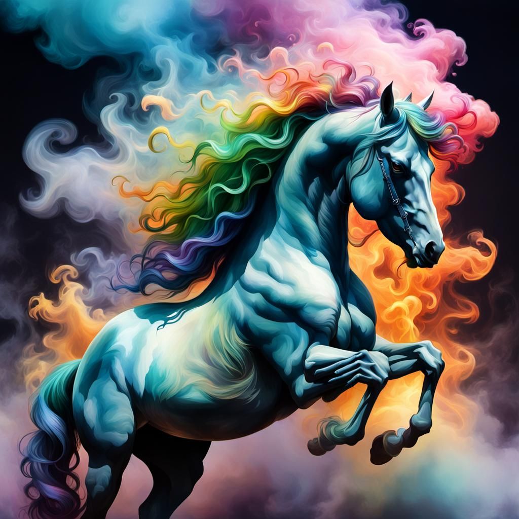 Majestic Smoke Horse in Heavenly Style