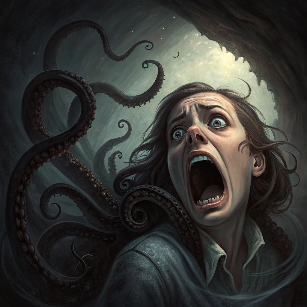 Horror Scene: Octopus Emerging From Mouth