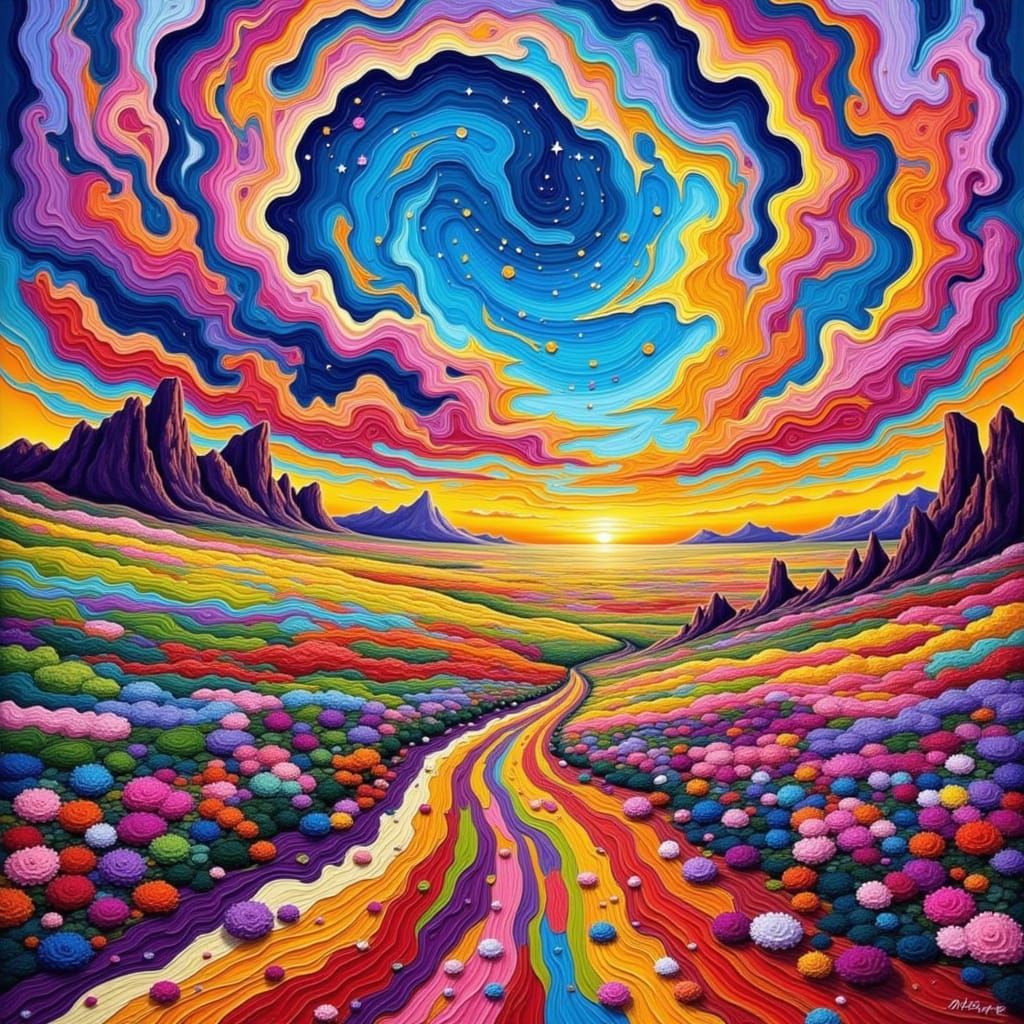 Mystic New Mexico Sky Landscape in Vibrant Impasto Style