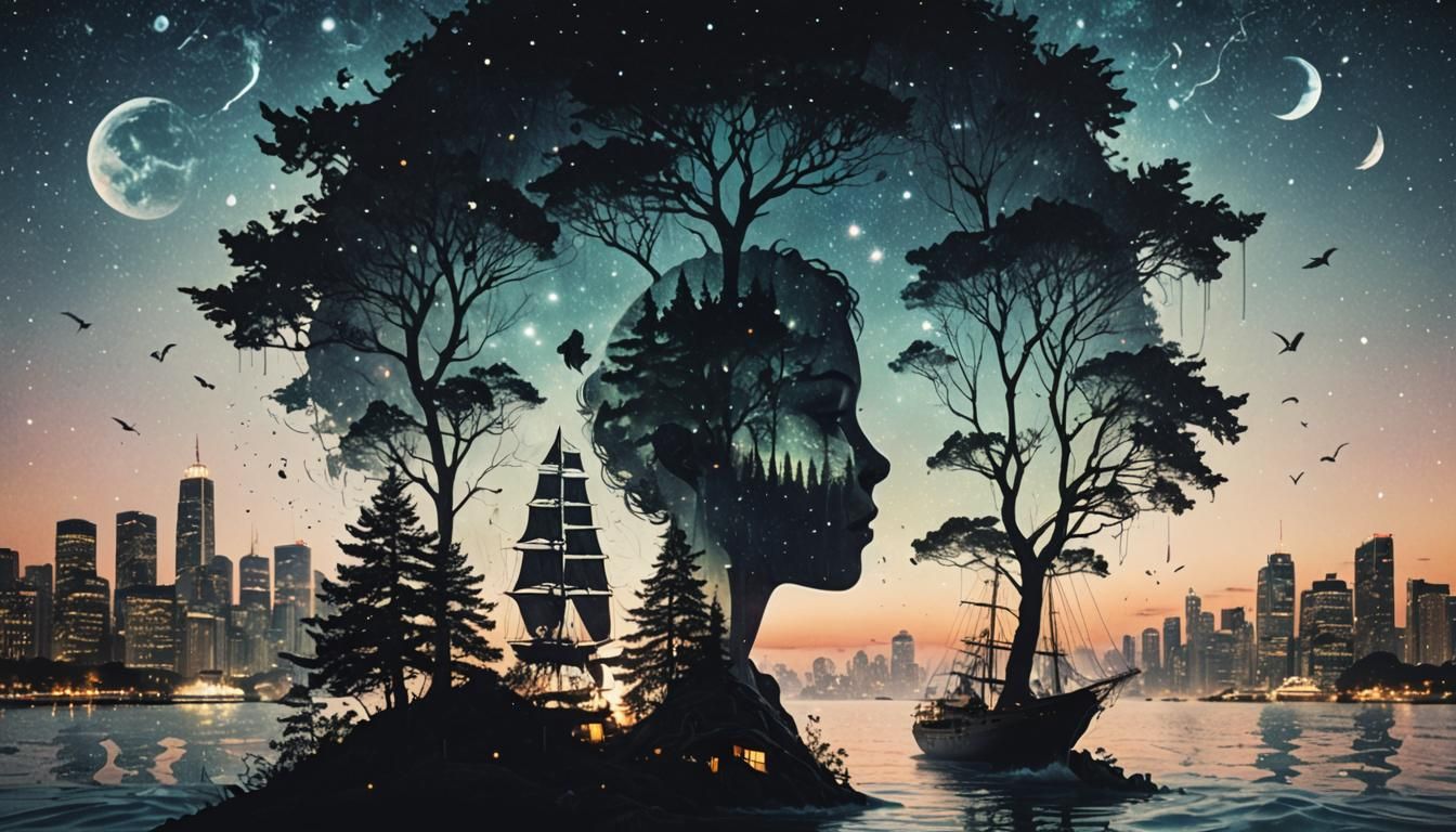 Galaxy Merges with Earth in Double Exposure